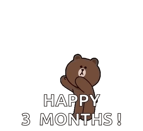 Brown Bear Red Hearts Happy 3 Months