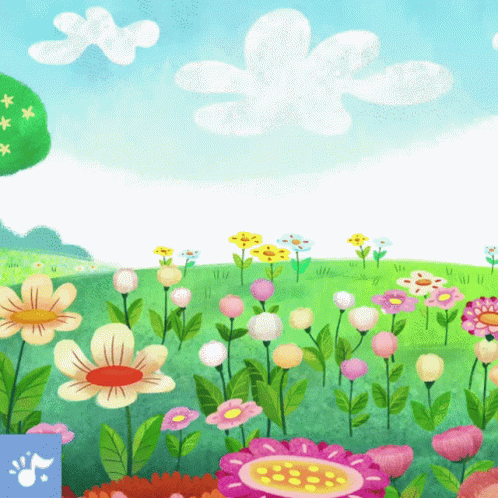 Brown Bunny Hopping Over Flowers GIF