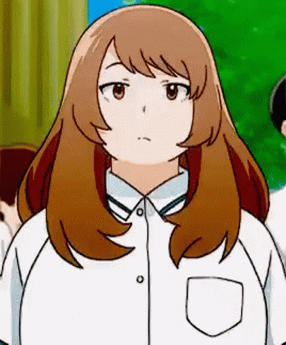 Brown Hair White Shirt Cartoon Girl at Window