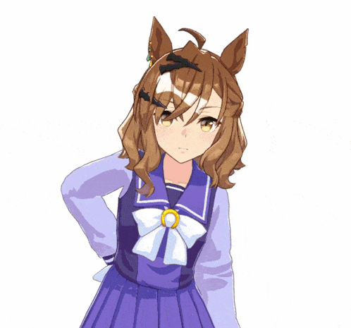 Brown Haired Anime Girl With White Bow GIF