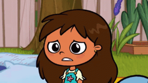 Brown-Haired Cartoon Girl in Overalls With Flower