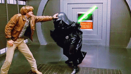 Brown Jacket Man, Black Suit Man, Green Lightsaber