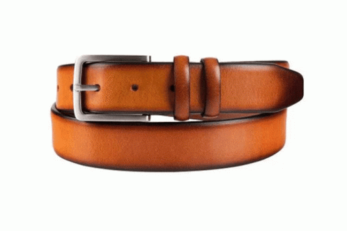 Brown Leather Belt With Silver Buckle GIF