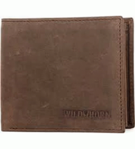 Brown Leather Wallet With White Stitching GIF