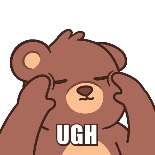 Brown Teddy Bear Covering Face Ugh