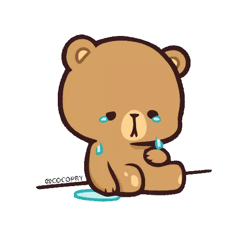 Brown Teddy Bear Crying Holding Heart