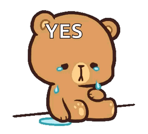 Brown Teddy Bear Crying With Tears And Yes