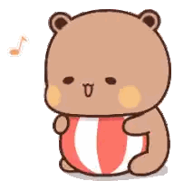 Brown Teddy Bear Holding Beach Ball