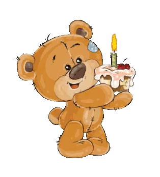 Brown Teddy Bear Holding Birthday Cake