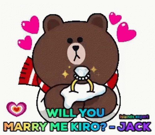 Brown Teddy Bear Holding Diamond Ring Asking To Marry Him GIF
