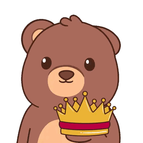 Brown Teddy Bear Holding Gold Crown
