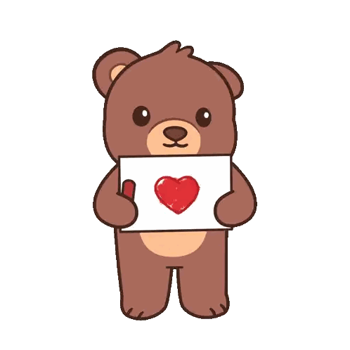 Brown Teddy Bear Holding Heart Sign