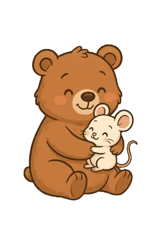 Brown Teddy Bear Holding White Mouse