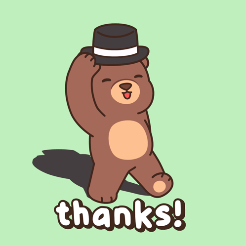 Brown Teddy Bear In Top Hat Thanks GIF