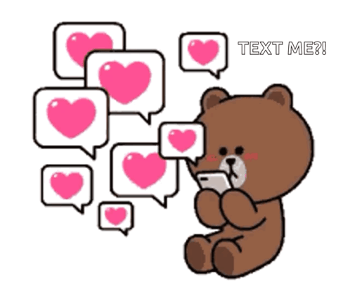 Brown Teddy Bear Looking At Phone Saying Text Me GIF
