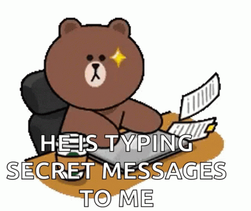 Brown Teddy Bear Typing Secret Messages GIF