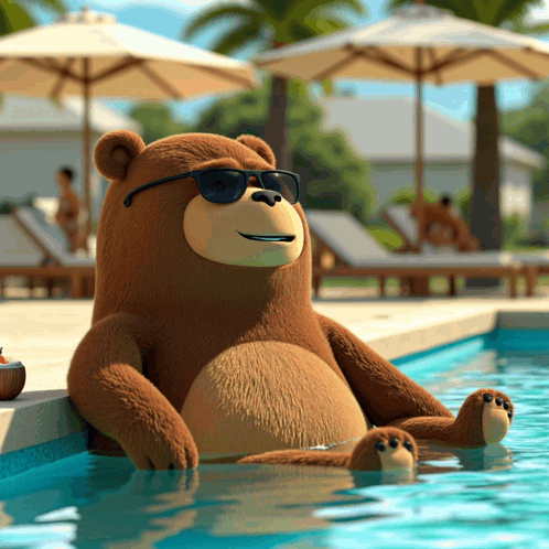 Brown Teddy Bear Wearing Sunglasses