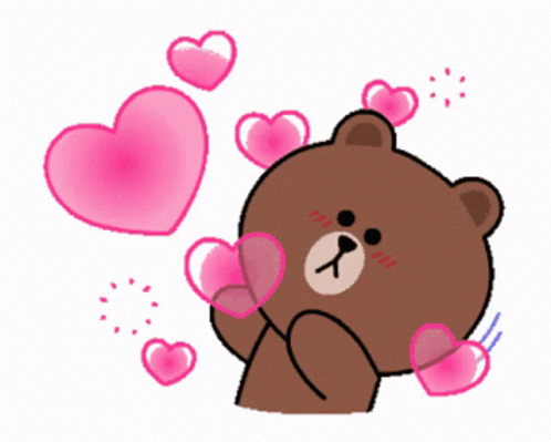 Brown Teddy Bear With Pink Hearts GIF