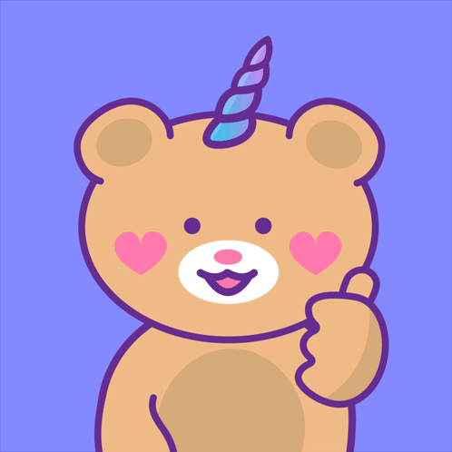 Brown Teddy Bear With Unicorn Horn Thumbs Up