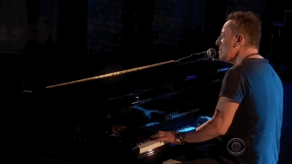 Bruce Springsteen Performing Side View GIF