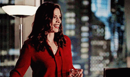 Brunette Hayley Atwell Drinking Scotch Smiling GIF