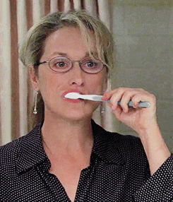 Brushing Teeth Adaptation Movie Meryl Streep GIF