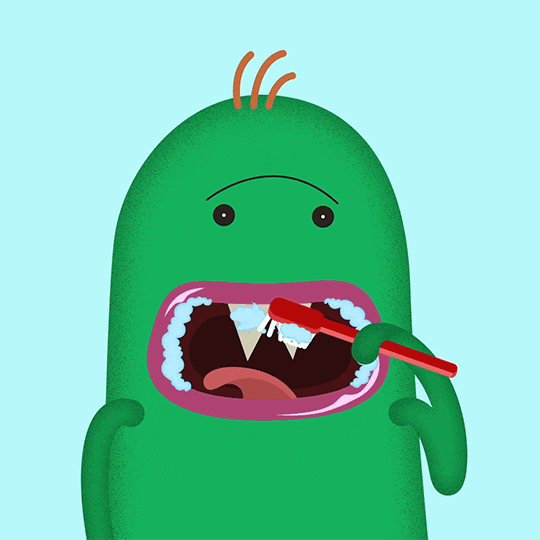 Brushing Teeth Green Monster Morning GIF