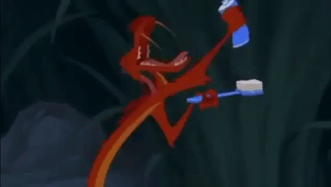 Brushing Teeth Mulan Mushu Dragon Toothpaste GIF
