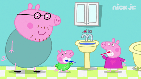 Brushing Teeth Peppa Pig Family GIF
