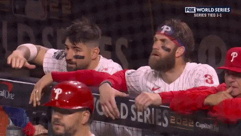 Bryce Harper Cheering Colleagues GIF