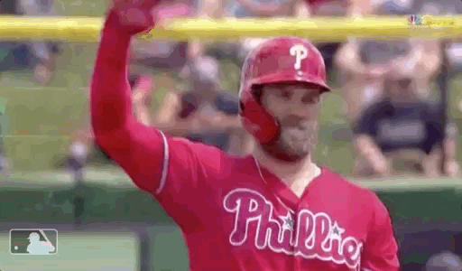 Bryce Harper In Red Waving GIF