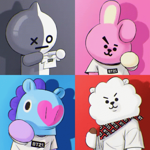 Bt21 Quartet Posing With Style GIF