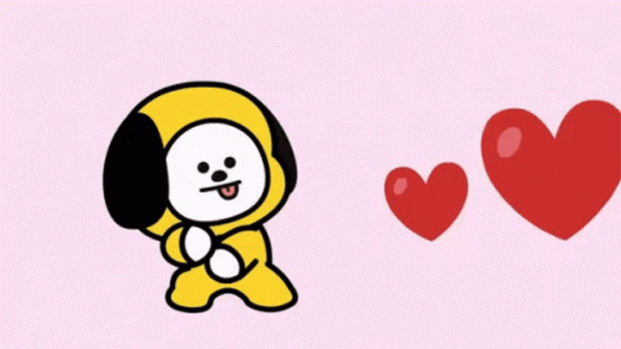 BT21 Chimmy Happy Dance With Hearts  GIF