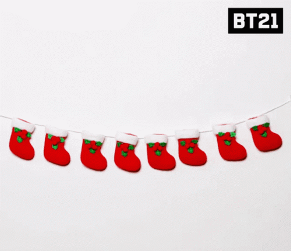 BT21 Christmas Stockings Festive Display GIF
