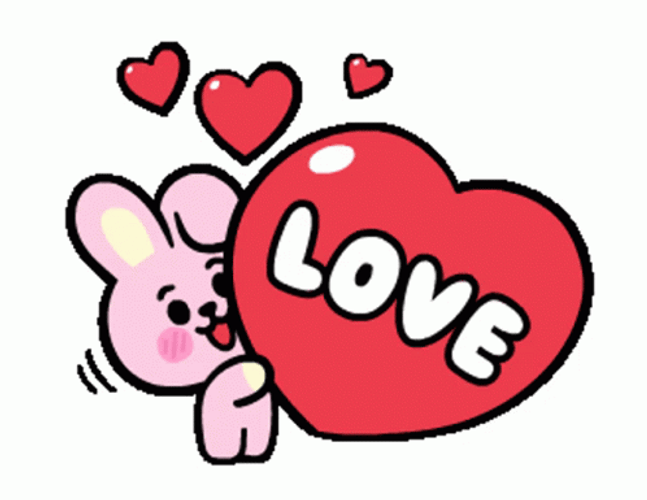 BT21 Cooky Sending Love With Heart Balloons GIF