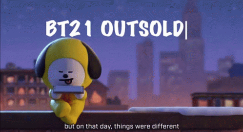 Bt21 Outsold But On That Day Things Were Different Is Displayed On A Screen GIF
