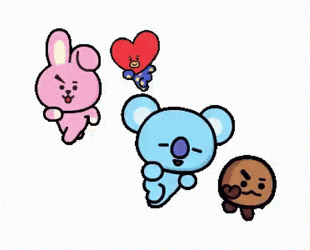BT21 Playful Characters Joyful Dance GIF