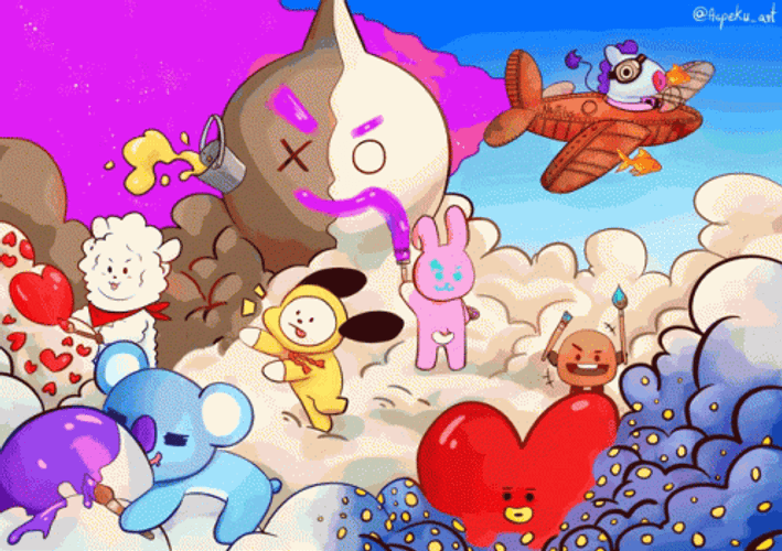 BT21 Playtime In A Candy-Colored Sky GIF