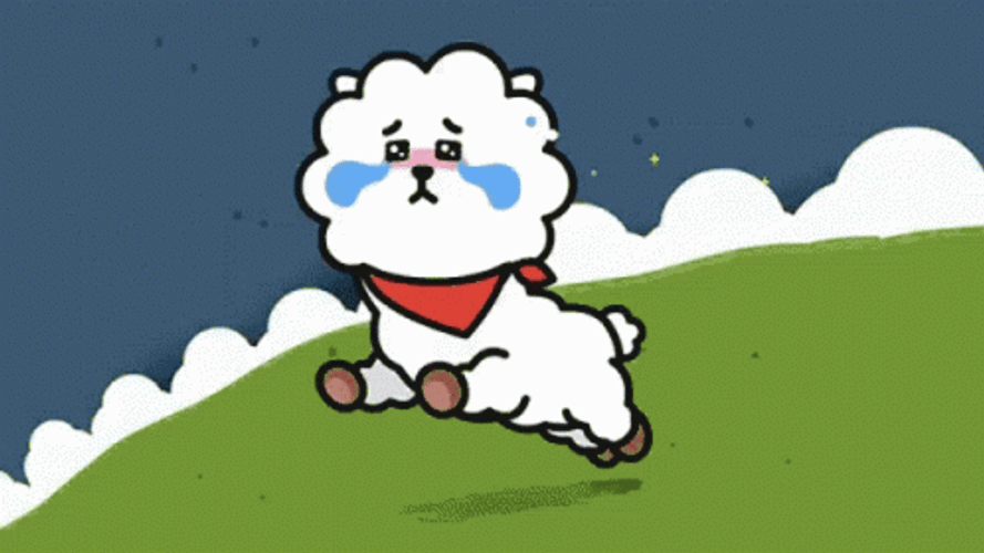BT21 RJ Rolling Downhill With Tears GIF