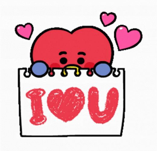 BT21 Tata Proclaiming Love On A Sign GIF