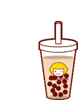 Bubble Tea Cup With Straw And Bubbles
