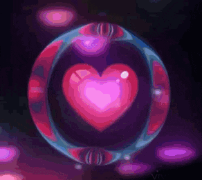 Bubble With Heart Inside Surrounded By Bubbles GIF