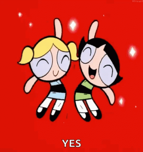 Bubbles And Buttercup From Powerpuff Girls Flying GIF