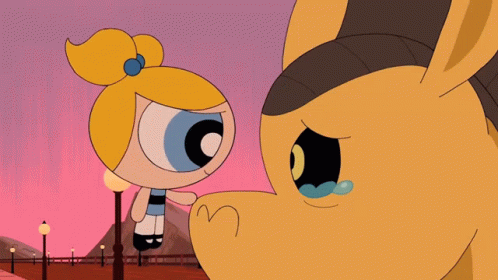 Bubbles Powerpuff Beside Sad Horse