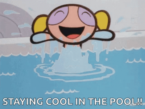 Bubbles Staying Cool In The Pool GIF