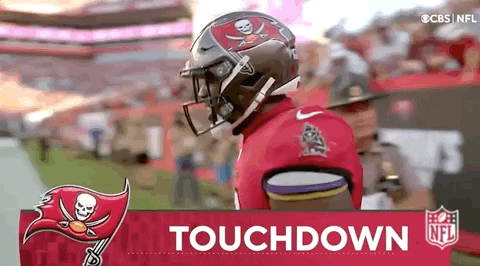 Buccaneers Rakim Jarrett And Leonard Fournette Helmet Bump GIF