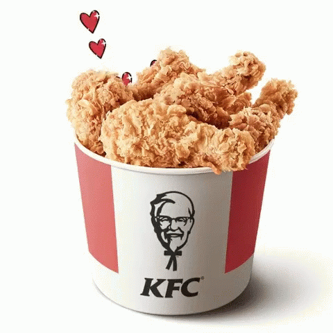 Bucket Of KFC Fried Chicken With Hearts GIF