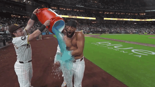 Bucket of Water Poured on Baseball Player