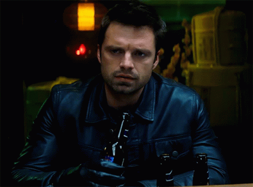 Bucky Thinking & About To Drink GIF