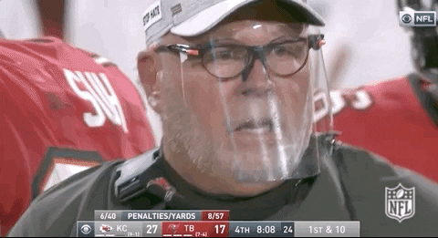 Bucs Bruce Arians Wearing Face Shield GIF